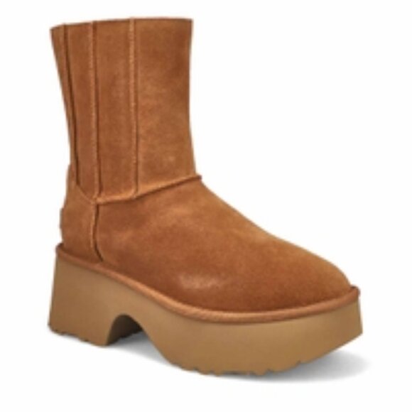 UGG Boots Women's Classic Twin Seam Size 9 New Heights Chestnut Suede Platform - Picture 12 of 14